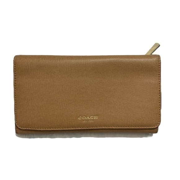 Coach light brown saffiano leather luxury Wallet - Picture 1 of 6